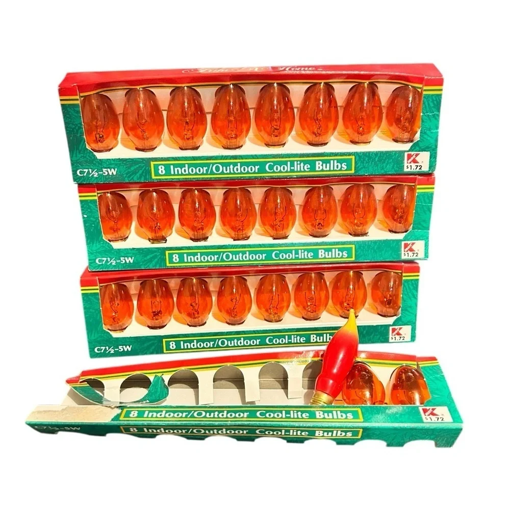 Vintage Christmas Lights Replacement Bulbs 26 Clear Red Orange and 1 Flame